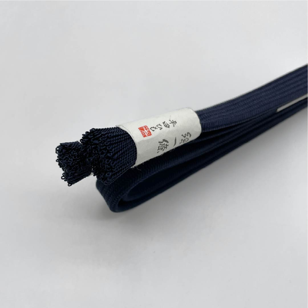 (New) Obiage sash, genuine silk, NEW rank, deep navy blue (noukon-iro), Hirata Kumihimo, Kakuasa Yugenzome, twisted tassel, length approx. 163.5 cm, width approx. 1.3 cm, casual, navy type, 1135005051318