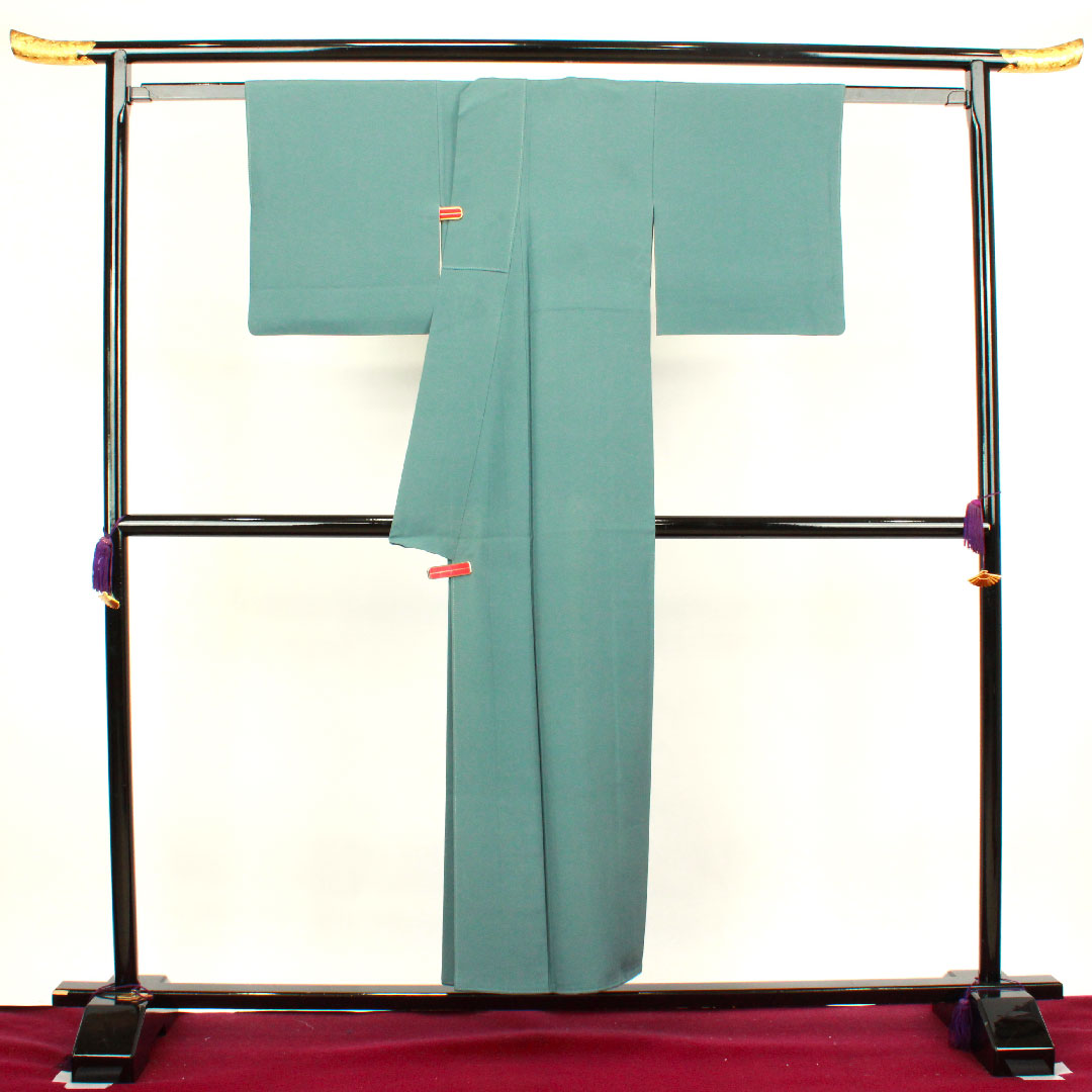 色無地 藍砥茶色 素無地  身丈152.5cm 裄丈59.5cm 袷  正絹 Aランク 青系 1114000633217