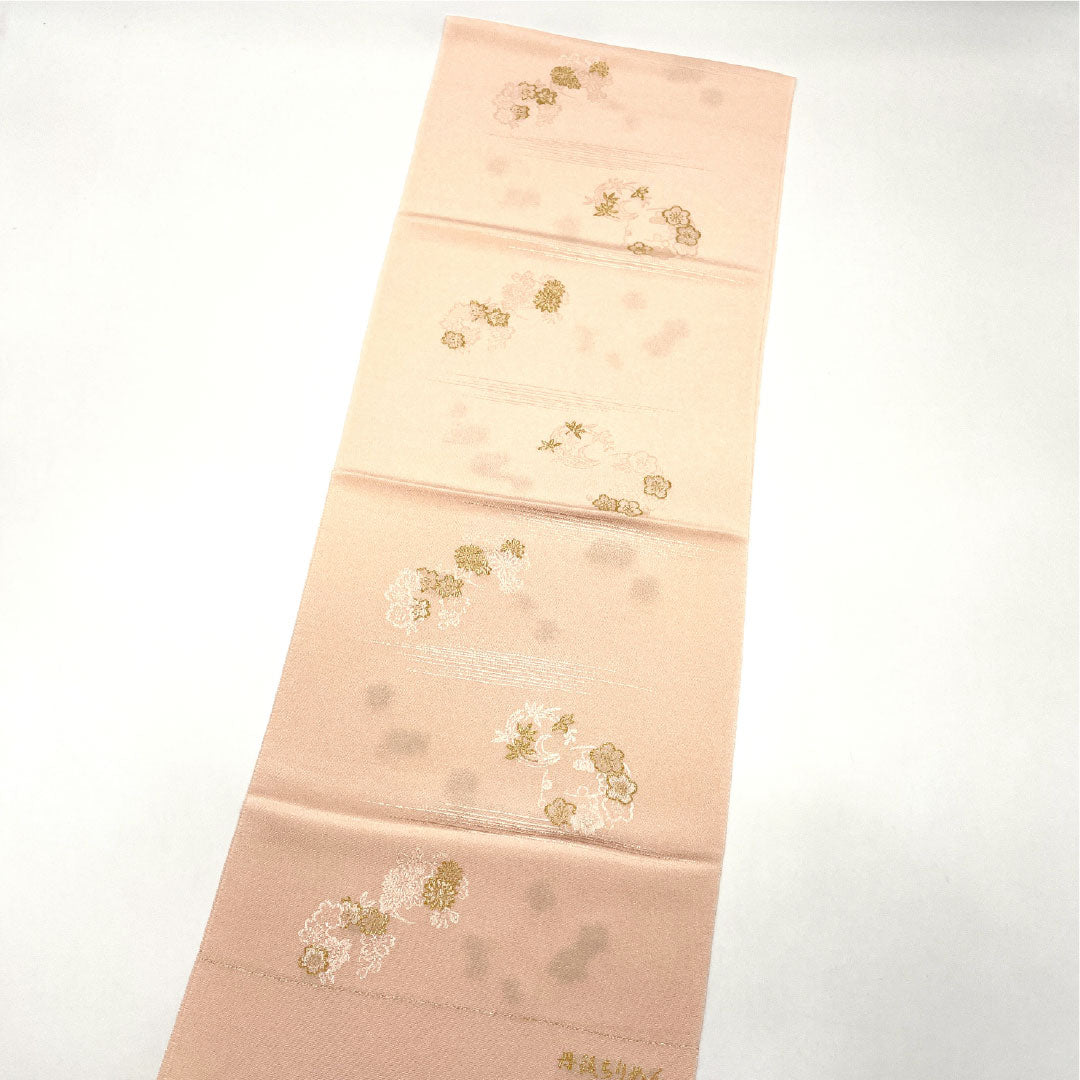 （新古品）帯揚げ 正絹 NEWランク セミフォーマル 乙女色（おとめいろ） 丹後ちりめん 花柄 刺繍 長さ約176cm 幅約29cm ピンク系 1136001301913