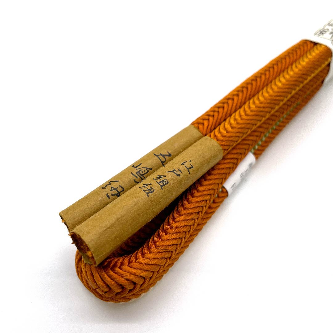 (New old stock) Obi-jime (belt fastener) made of pure silk, quarter-length cord, carrot color, Goshima cord, Edo-kumihimo, round-grip, length approx. 162cm, width approx. 1.2cm, casual, S rank, orange, 1135001972926