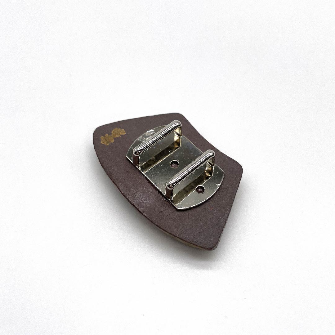 (New old stock) Obi fastener, ceramic, casual, walnut color, Kiyomizu ware, fan-shaped, moon, length approx. 3cm, width approx. 5cm, S rank, brown, 1137000462914