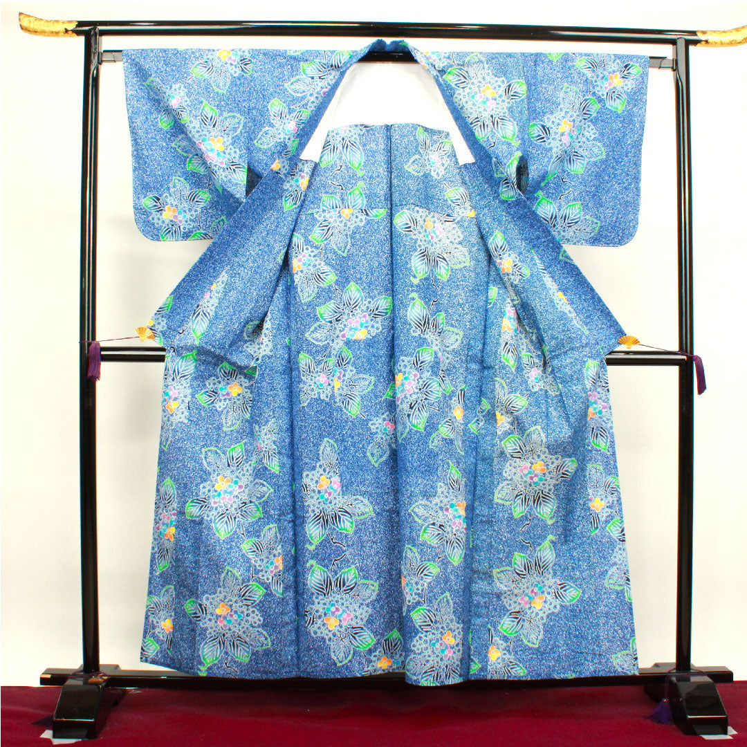 Yukata, dayflower color, hydrangea, cotton, B rank, single layer, length 158cm, sleeve length 66cm, blue, 1118003704317