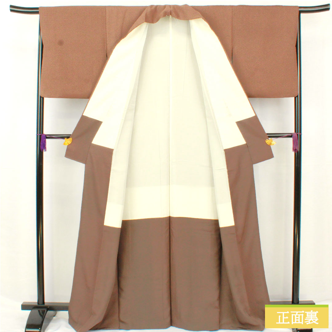 小紋 正絹 身丈167cm 裄丈65.5cm 袷 鼯鼠色（むささびいろ） 幾何学模様 Aランク 茶系 1115004733514