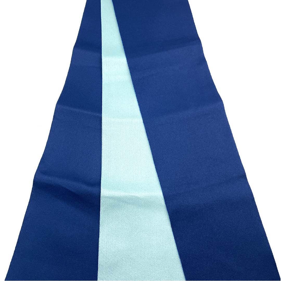 Half-width obi, polyester, navy blue with bellflower color (konkikyoiro), solid color, reversible, for yukata, length 342cm, blue, S rank, 1125001952317