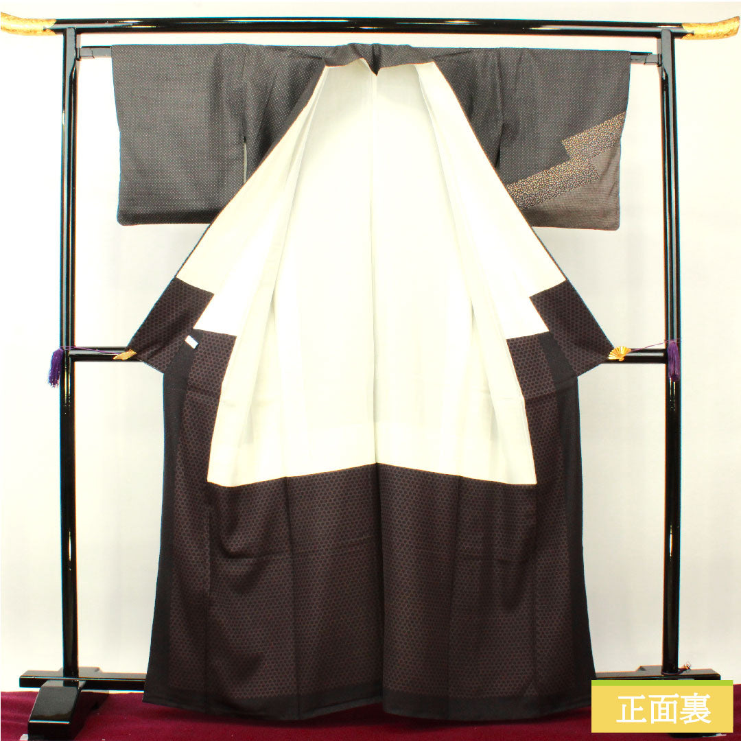 Homongi, pure silk, lined, length 164.5cm, sleeve length 63.5cm, Kyutaro Kawamura, Oshima Tsumugi, embroidery, Super Guard processing, S rank, gray, 1112004002422