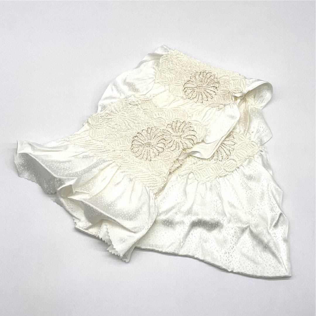 （新古品） 帯締め・帯揚げセット 正絹 Sランク 扇付き 留袖用 絞り中抜き 長さ約156cm 幅約1.5cm 留袖用 白系 1141000112311