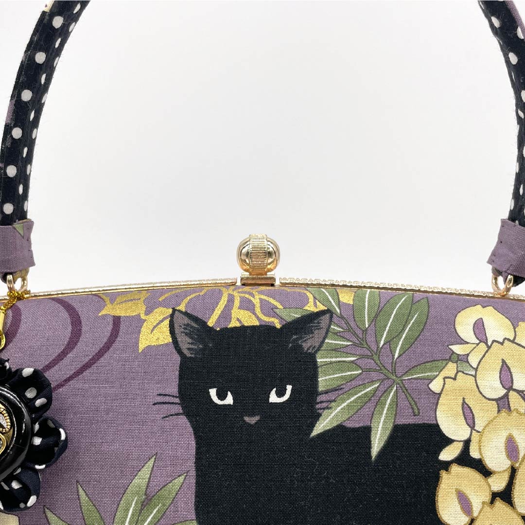Casual Japanese-style bag, New Rank, Ancient Purple, Wisteria Flower, Black Cat, and Purple Dots, 113900128120