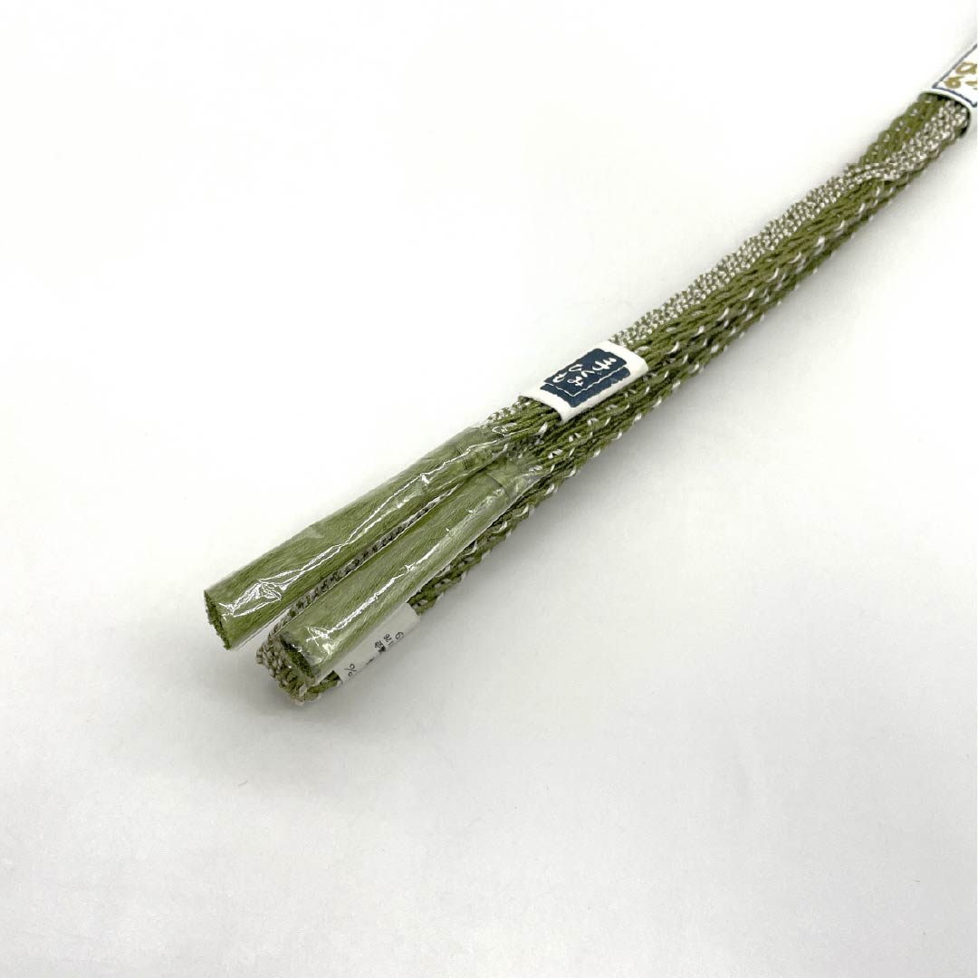 (新品)帯締め 正絹 NEWランク  威光茶色（いこうちゃいろ） 単衣用 夏用  長さ約168cm 幅約1.2cm カジュアル 緑系 1135005581319