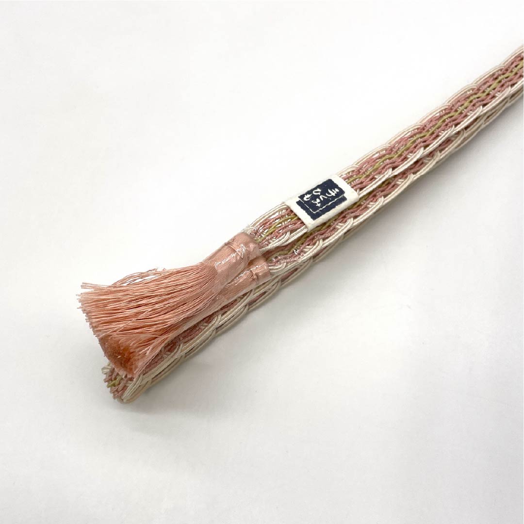(新品)帯締め 正絹 NEWランク  淡紅赤色（うすべにあかいろ） 単衣用 夏用  長さ約166cm 幅約1.4cm カジュアル ピンク系 1135005701313