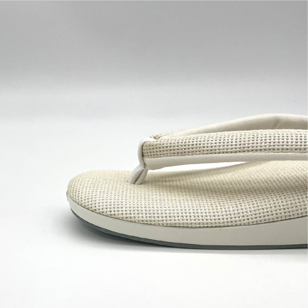 (Like New) Casual Zori Sandals, Synthetic Leather, New Condition, La Sole, Low-Rebound, Sisal, Length 24.5cm, Size L, White, Item Number 1122001531411