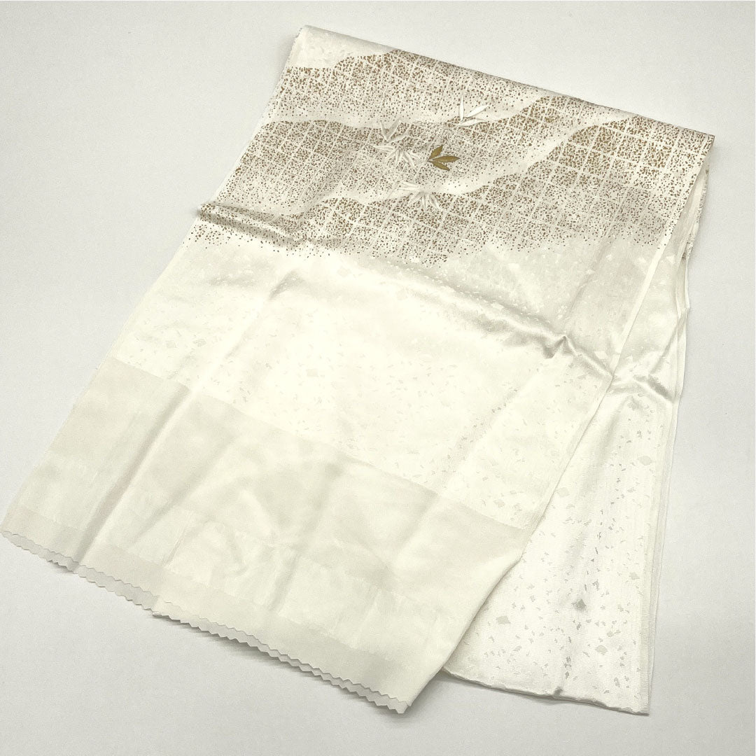 （新古品） 帯締め・帯揚げセット 正絹 Sランク 結婚式 披露宴 扇付き 長さ約152cm 幅約1.5cm 留袖用 白系 1141000042311
