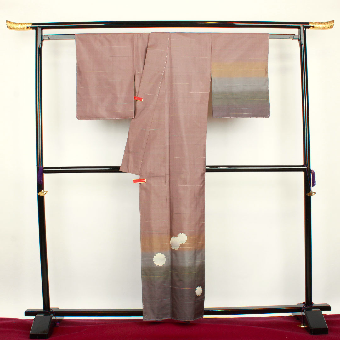 訪問着 袷 身丈157cm 裄丈63cm 紅消鼠色 美濃和紙紬 雪輪 正絹 Sランク 茶系 1112001802314