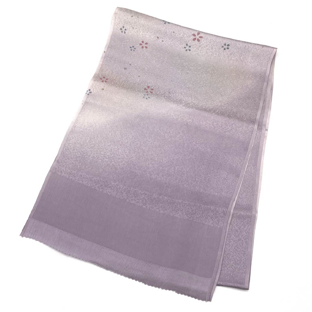 帯揚げ 正絹 Aランク セミフォーマル 薄紫色（うすむらさきいろ） ぼかし 桜 長さ約172cm 幅約28cm 紫系 1136002803920