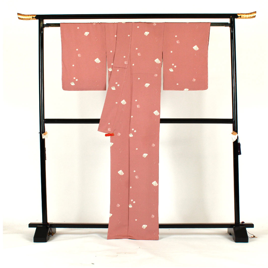 Small pattern, Length 167cm, Sleeve length 69cm, Awase, Washable kimono, Floral pattern, Polyester, S rank, Pink, 1115001612513
