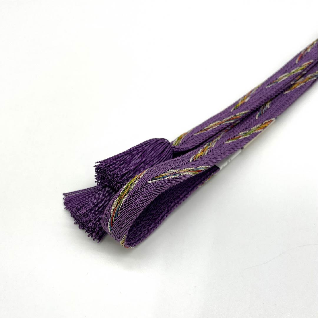 (Brand New) Pure Silk Obi-jime (Sash Band) in Honmurasakiiro (Purple) by Suiran Kobo, for Single-Layer Kimono (Undercoat) Summer Wear, Approximately 165cm Long, 1.5cm Wide, Semi-Formal, Purple, Product Number: 1135005471320
