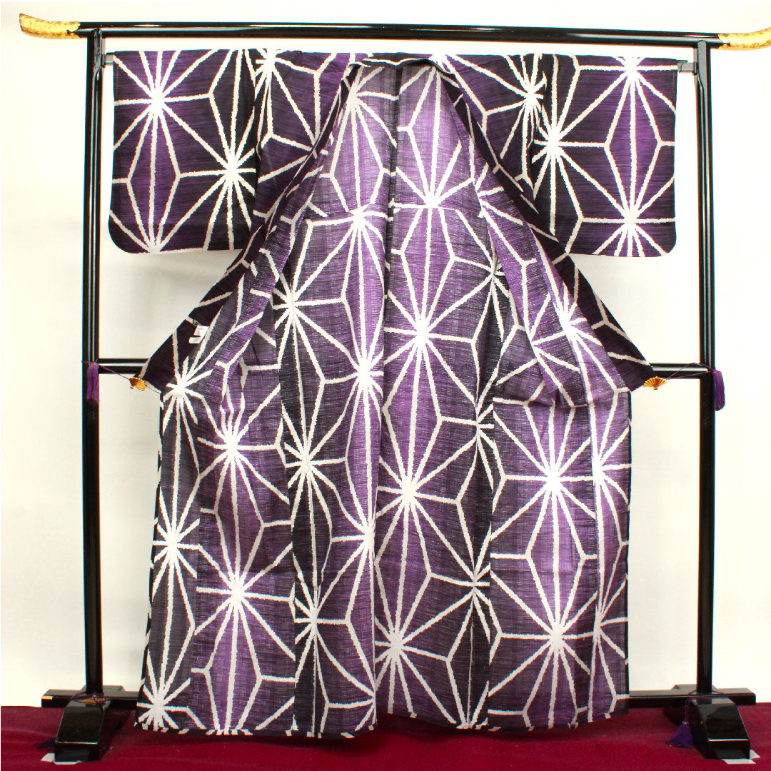 Yukata Asanoha Cotton S Rank Single Layer Length 162.5cm Sleeve Length 69.5cm Purple 1118003942420