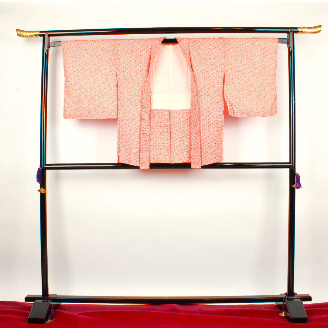 Haori, Length 75cm, Sleeve length 64cm, Scarlet, Shibori, Hikita pattern, Pure silk, S rank, Awase, Vermilion, 1117000362916