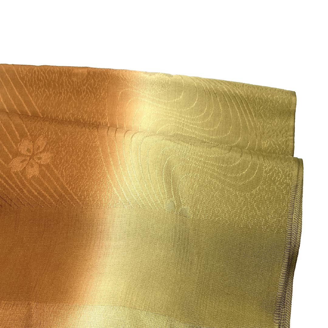 Obiage silk S rank semi-formal persimmon/dark oolong flowing water cherry blossom, length approx. 172cm, width approx. 28cm, gradation 1136004092999