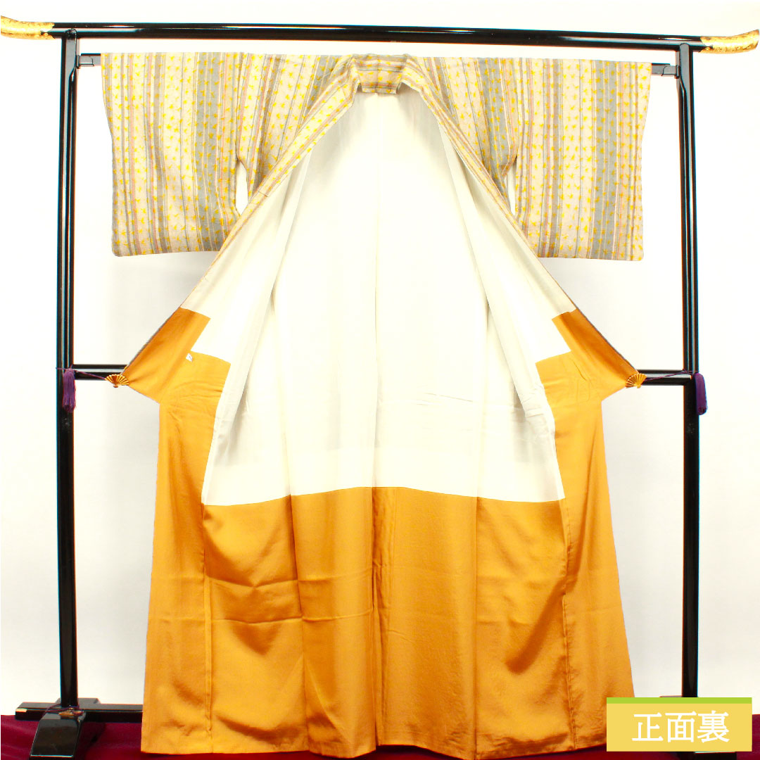 Komon, pure silk, length 165.5cm, sleeve length 64cm, lined, pongee fabric, tie-dye, stripes, S rank, gradation style, 1115003652599