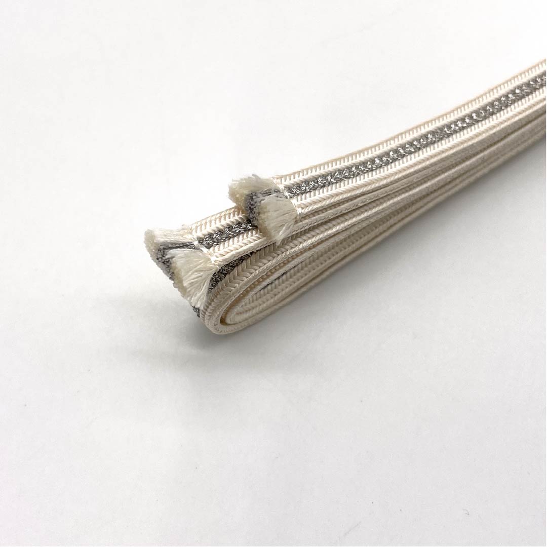 S-Rank Silk Obi-jime (Sash Band), Off-White, for Yukata, Approx. 121cm Long, 0.9cm Wide, Casual, White, 1135004302311