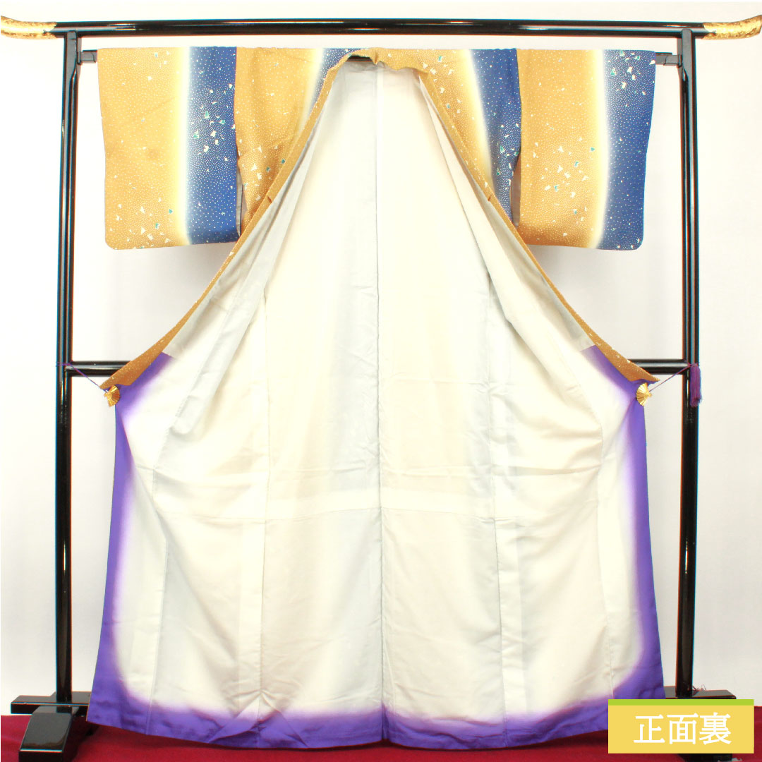 Small pattern, polyester, length 168cm, sleeve length 66.5cm, lined, ochre, indigo, abstract pattern, washable, S rank, gradation, 1115004422599