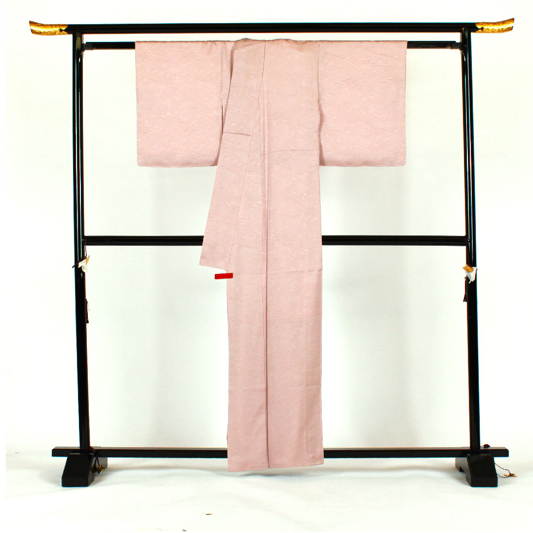 色無地 波模様 陰源氏車  身丈161cm 裄丈64cm 袷  正絹 Sランク 紫系 1114000312320