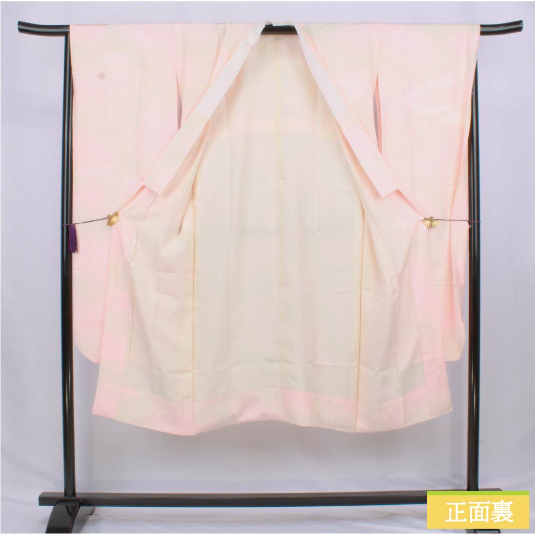 Nagajuban Silk A-rank Length 130.5cm Sleeve-to-sleeve 68cm Lined Akebono-iro Auspicious pattern Blurred dye Pink-dominant 1129000803313