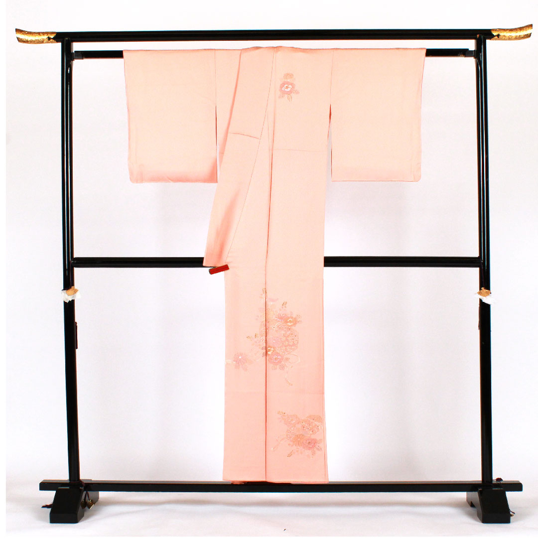 Homongi, lined, length 155cm, sleeve length 62cm, embroidery, pure silk, S rank, pink, 1112001242313