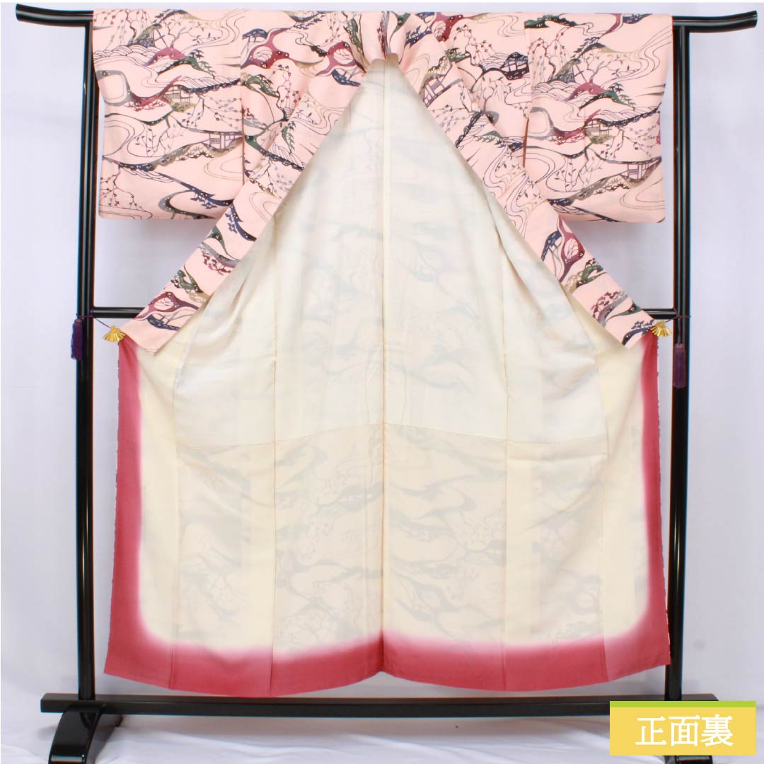 Komon silk S-rank kimono, length 153.5cm, sleeve length 64cm, lined, maiden color (otomeiro), Kyoto Bingata, Chayatsuji, pink, product number 1115007702213