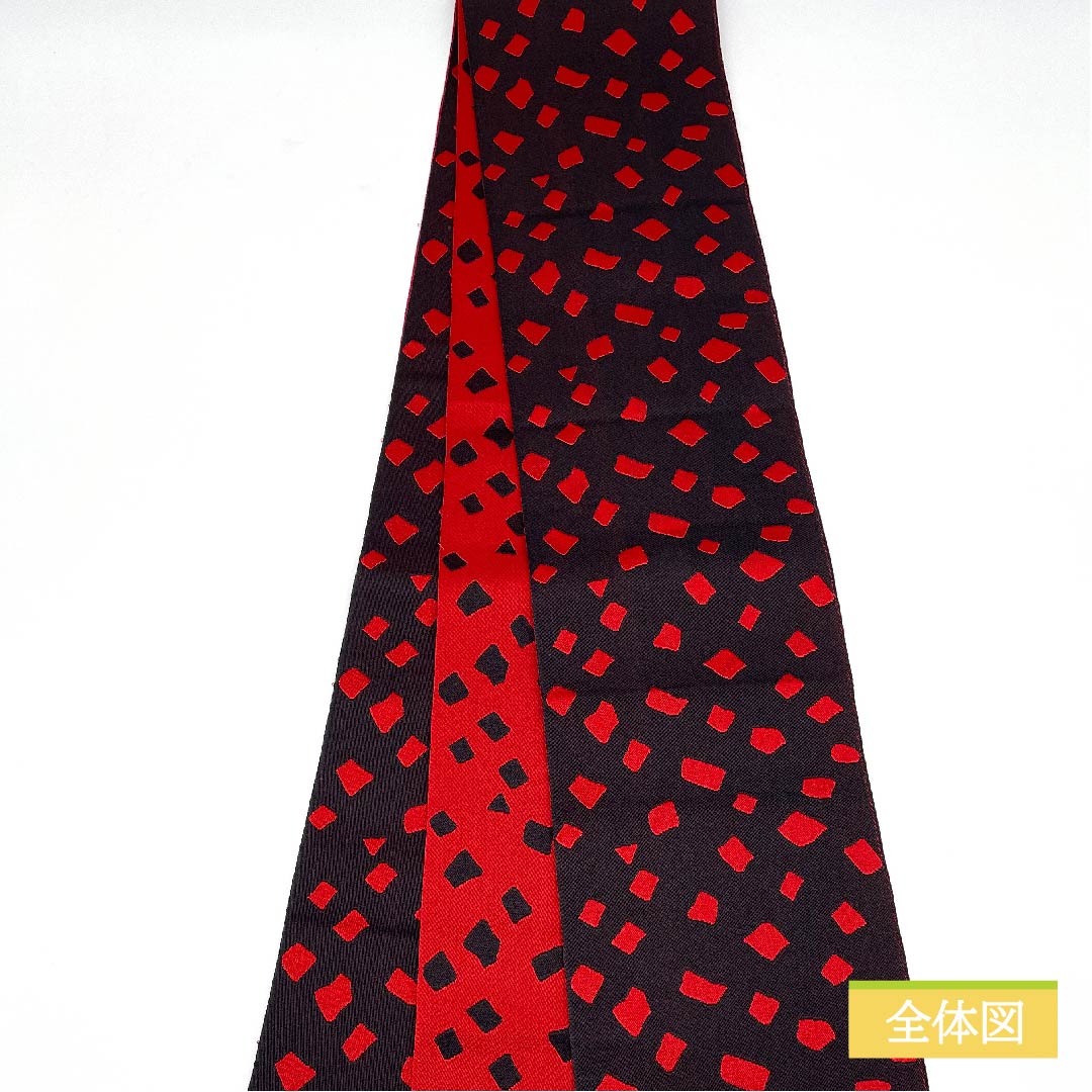 Half-width obi, polyester, crimson red, geometric pattern, confetti pattern, classic pattern, reversible, obi length 350cm, red, S rank, 1125000952312