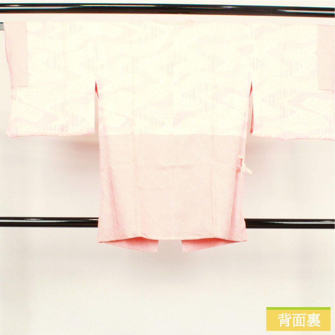 Michiyuki coat, pure silk, length 80.5cm, sleeve length 63cm, light pink plum color, all-dyed, pique dyed, S rank, lined, pink, 1117000732913