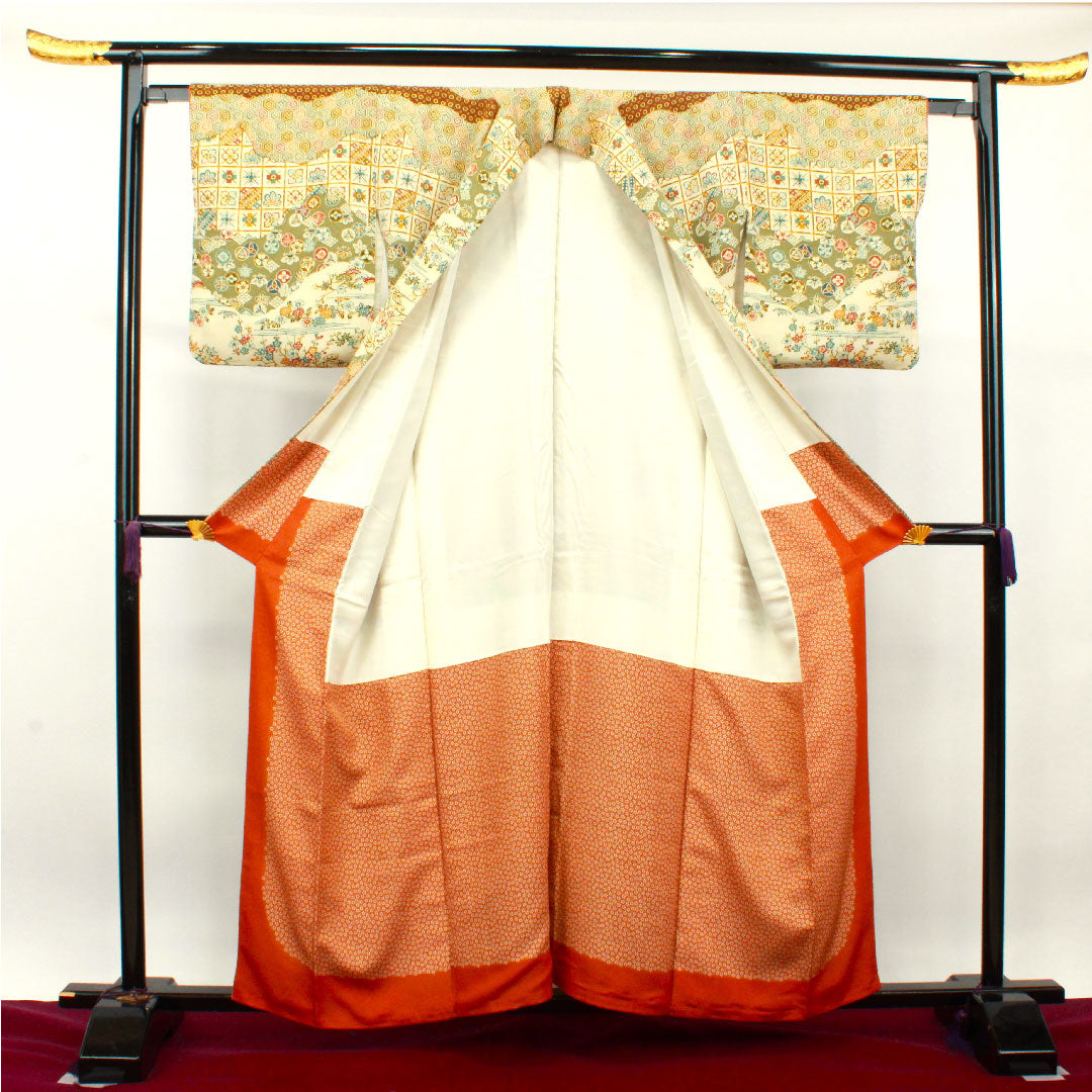 訪問着 正絹 袷 身丈158cm 裄丈63cm 京紅型 吉祥文様 Sランク グラデーション系 1112003212399
