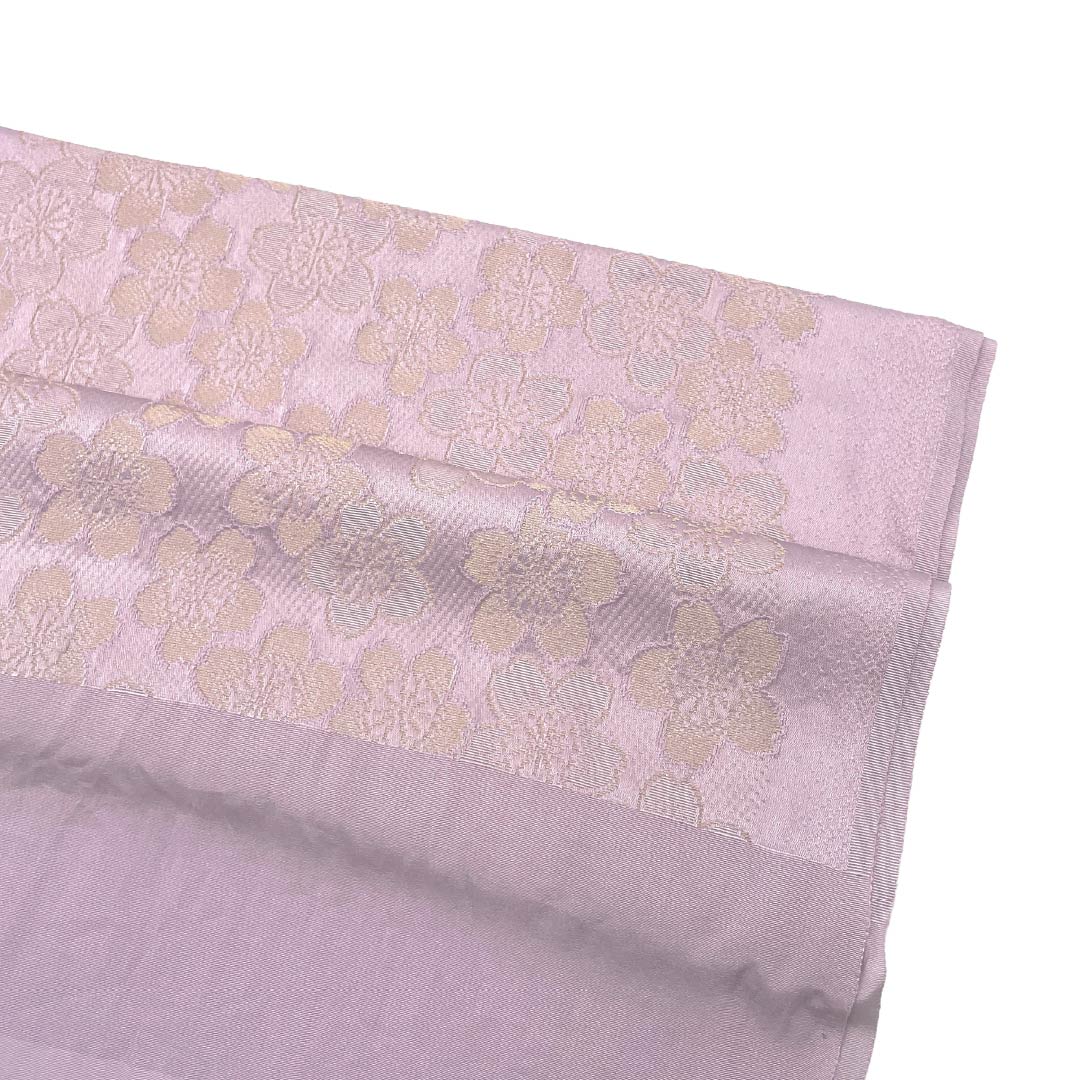 帯揚げ 正絹 Sランク セミフォーマル 淡藤色（うすふじいろ）） 桜 古典柄  長さ約170cm 幅約30.5cm 紫系 1136003522920