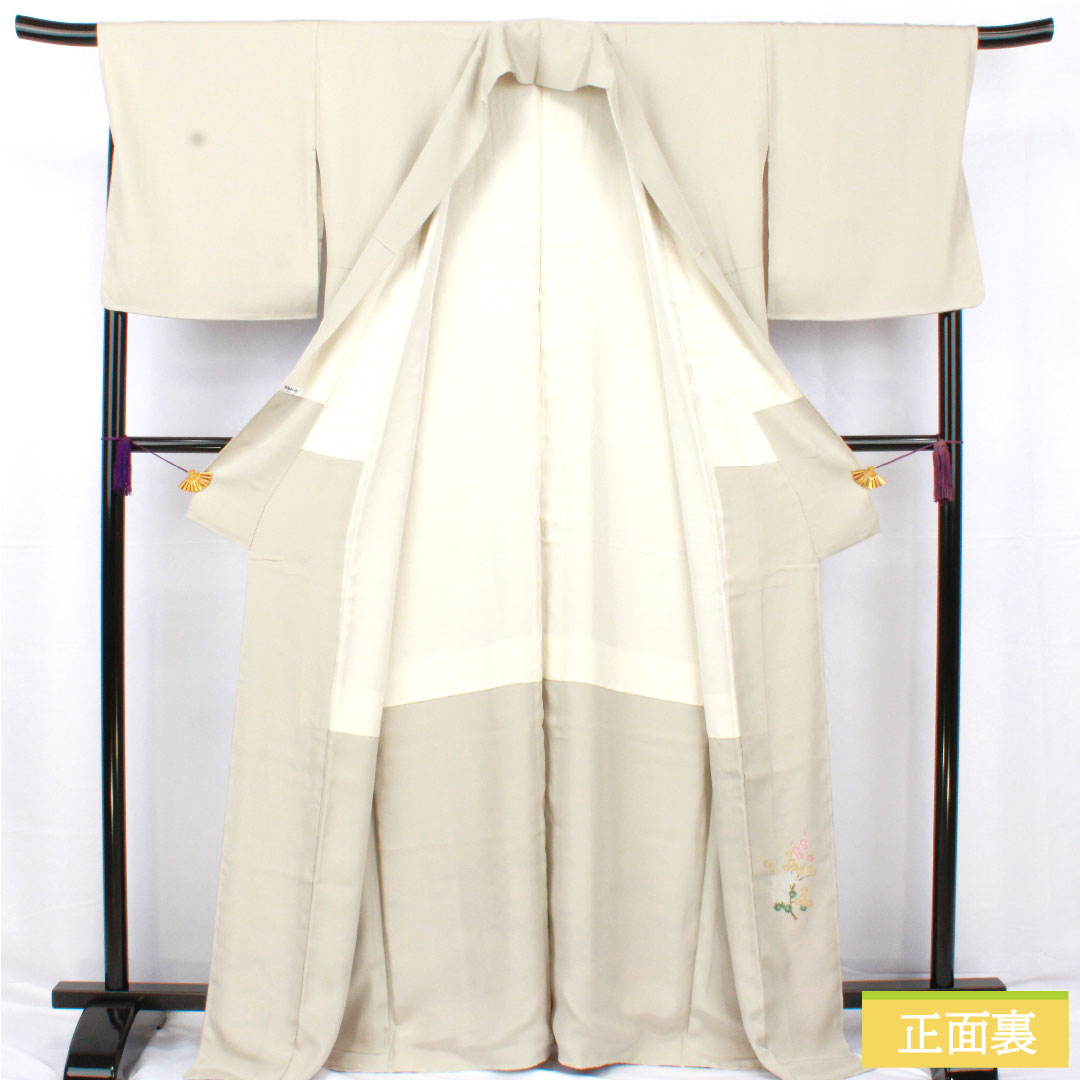 色留袖 正絹 身丈166cm 裄丈68cm 袷 卯の花色（うのはないろ） 京加賀友禅 一つ紋 違い鷹の羽 パールトーン加工 しつけ糸付き 未使用品 Sランク グレー系 1111001662522