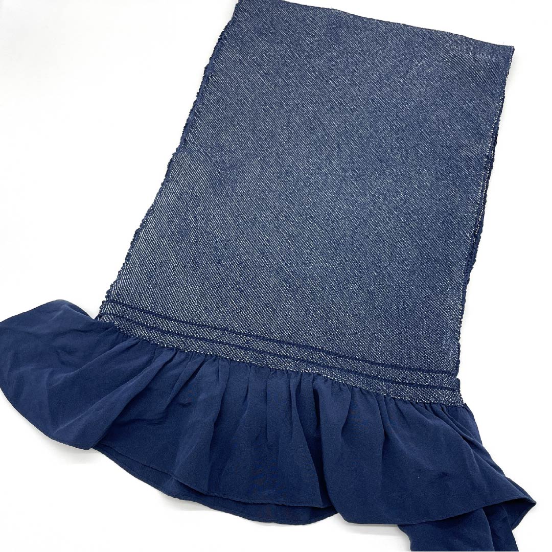 Heko obi, pure silk, iron grape color, all-shibori, obi length 364cm, width 40cm, S rank, navy blue, 1134000342918