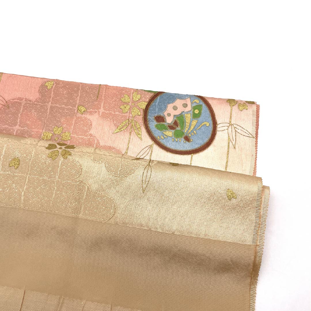 帯揚げ 正絹 Sランク セミフォーマル 薄柿色（うすがきいろ） 東雲色（しののめいろ） 丸紋 桜 長さ約170cm 幅約30cm ベージュ系 1136004572925