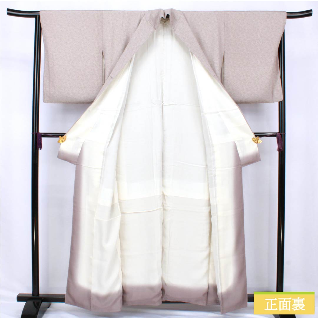 Komon silk S-rank, length 157.5cm, sleeve length 66cm, lined, ash-cherry blossom color (haizakurairo), stencil-dyed Edo komon, by Kaneda Noboru II, Kaneda Senko, gray, 1115007482322