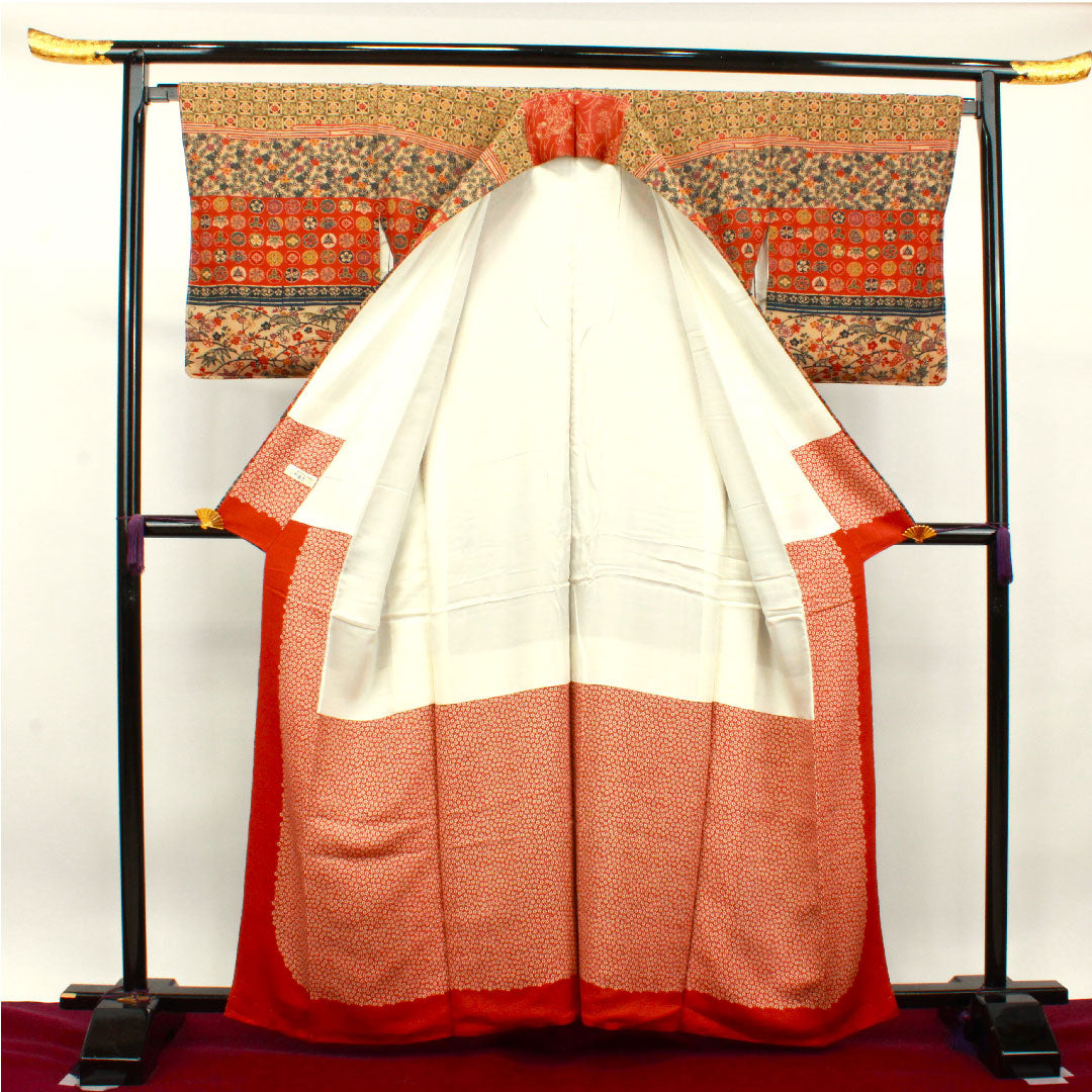 訪問着 正絹 袷 身丈159.5cm 裄丈66cm 型染 しつけ糸付き 吉祥文様 Aランク グラデーション系 1112003203399