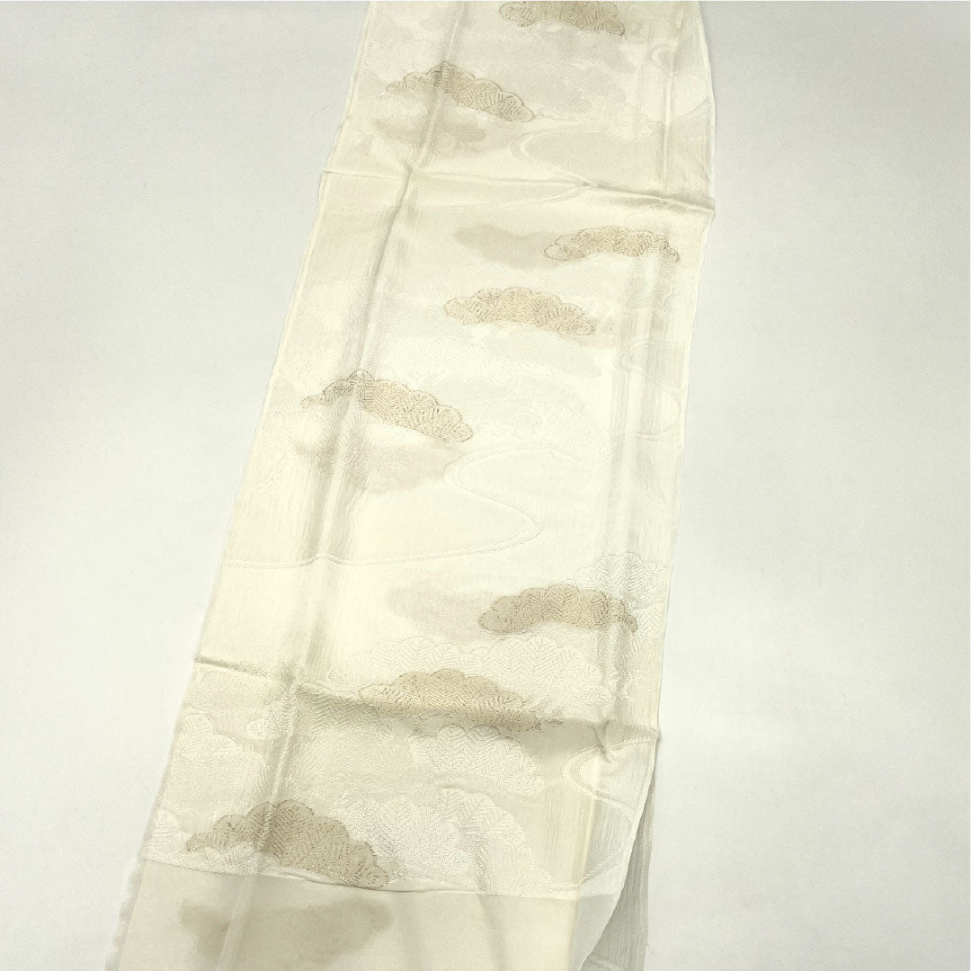 （新古品） 帯締め・帯揚げセット 正絹 NEWランク 乳白色（にゅうはくしょく） 留袖用 古典柄 流水 長さ約160cm 幅約1.5cm フォーマル 白系 1141000321311
