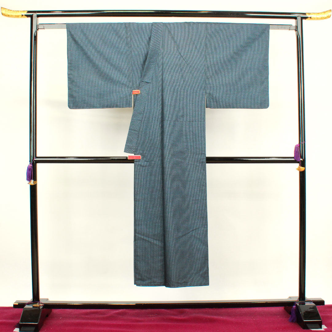 Men's, Length 142.5cm, Oshima Tsumugi, 100% Tortoiseshell, Pure Silk, A Rank, Lined, Navy Blue, 1119000573418