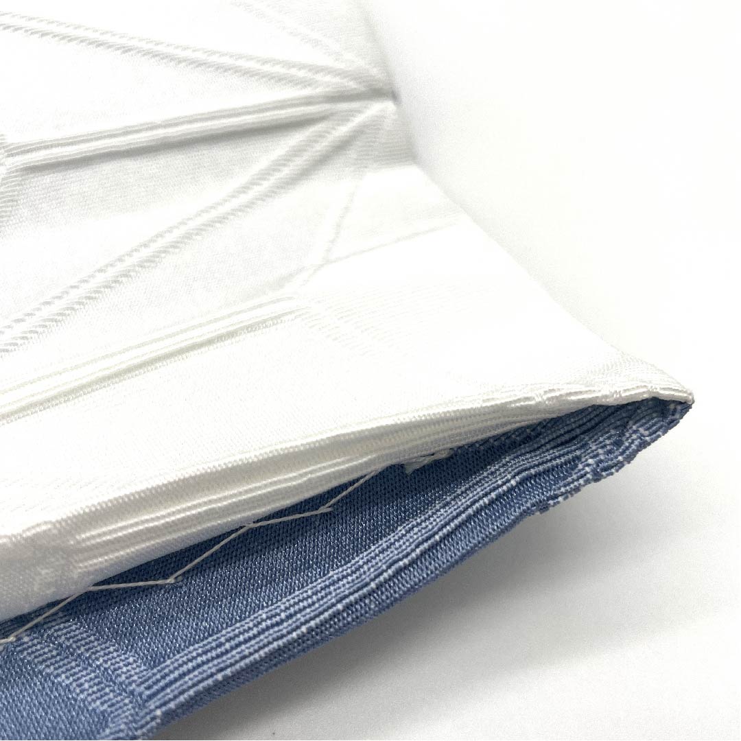 Half-width obi, polyester, lead white, blue and gray, hemp leaf, classic pattern, reversible, obi length 388cm, white, A rank, 1125001203311