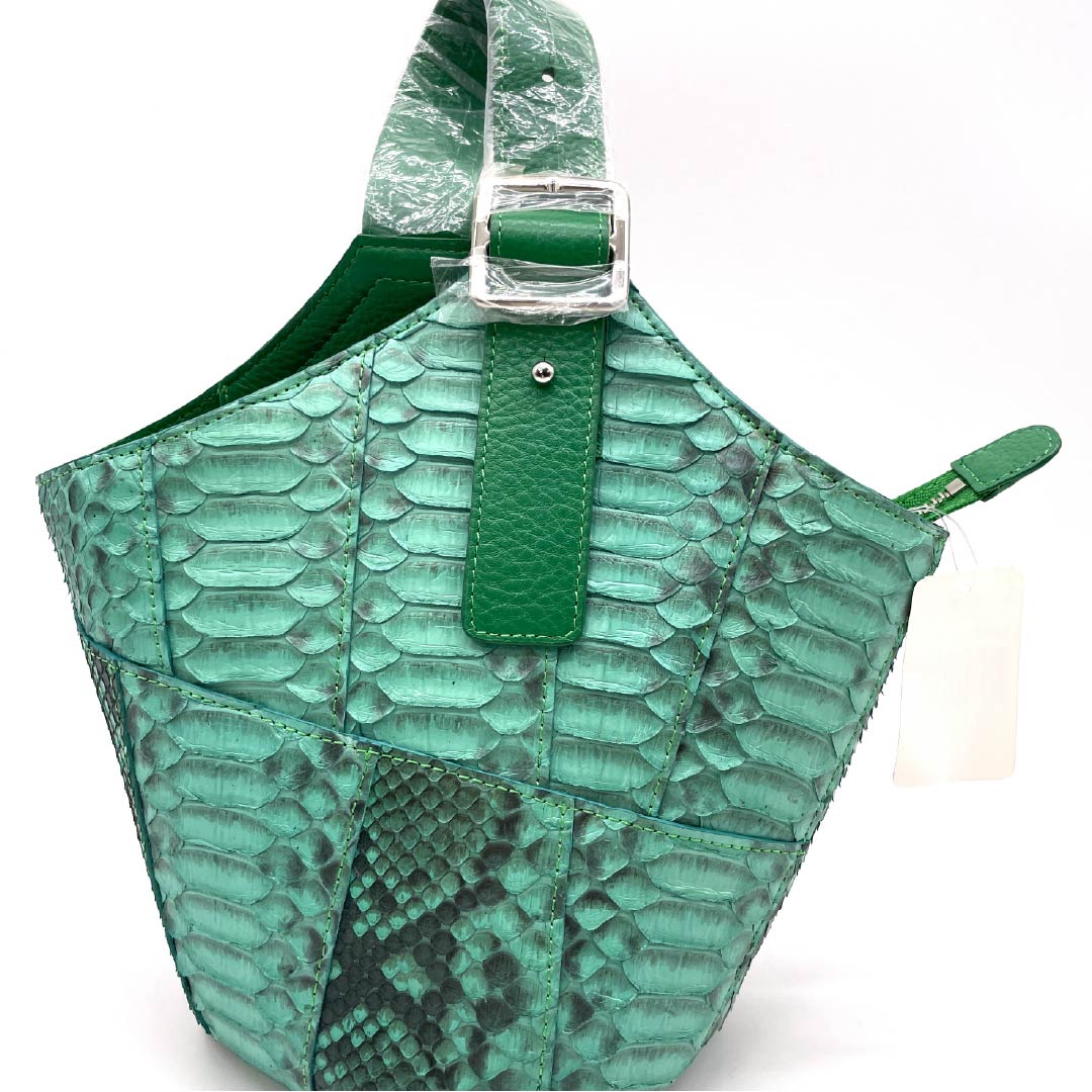 (Like New) Western-style Python Bag, Grade A, Like New, Python Patchwork, Green, 119700023319