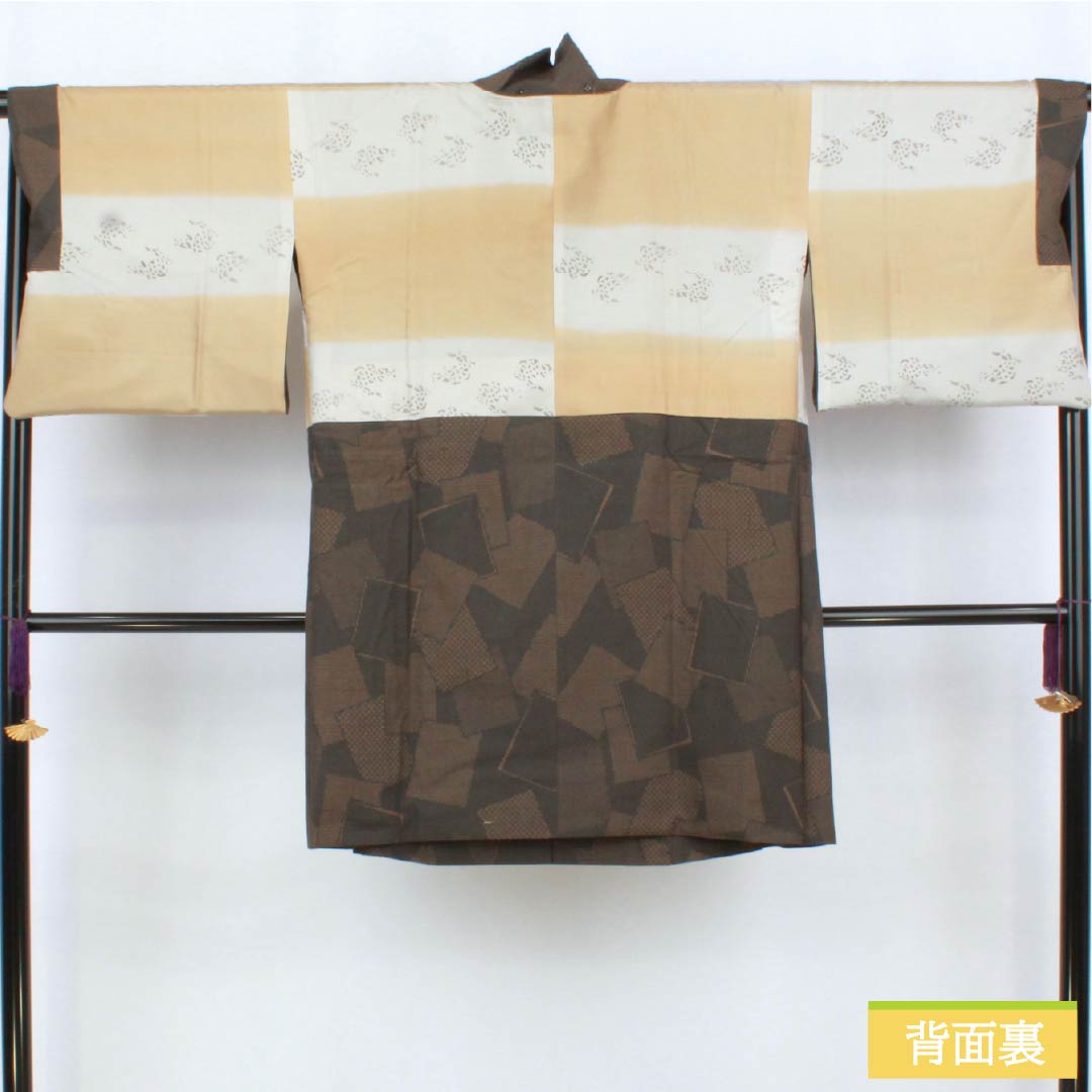 道中着 正絹 Sランク 身丈95cm 裄丈68.5cm 溝鼠色（どぶねずいろ） 色紙 紬地 袷 グレー系 1117001482922