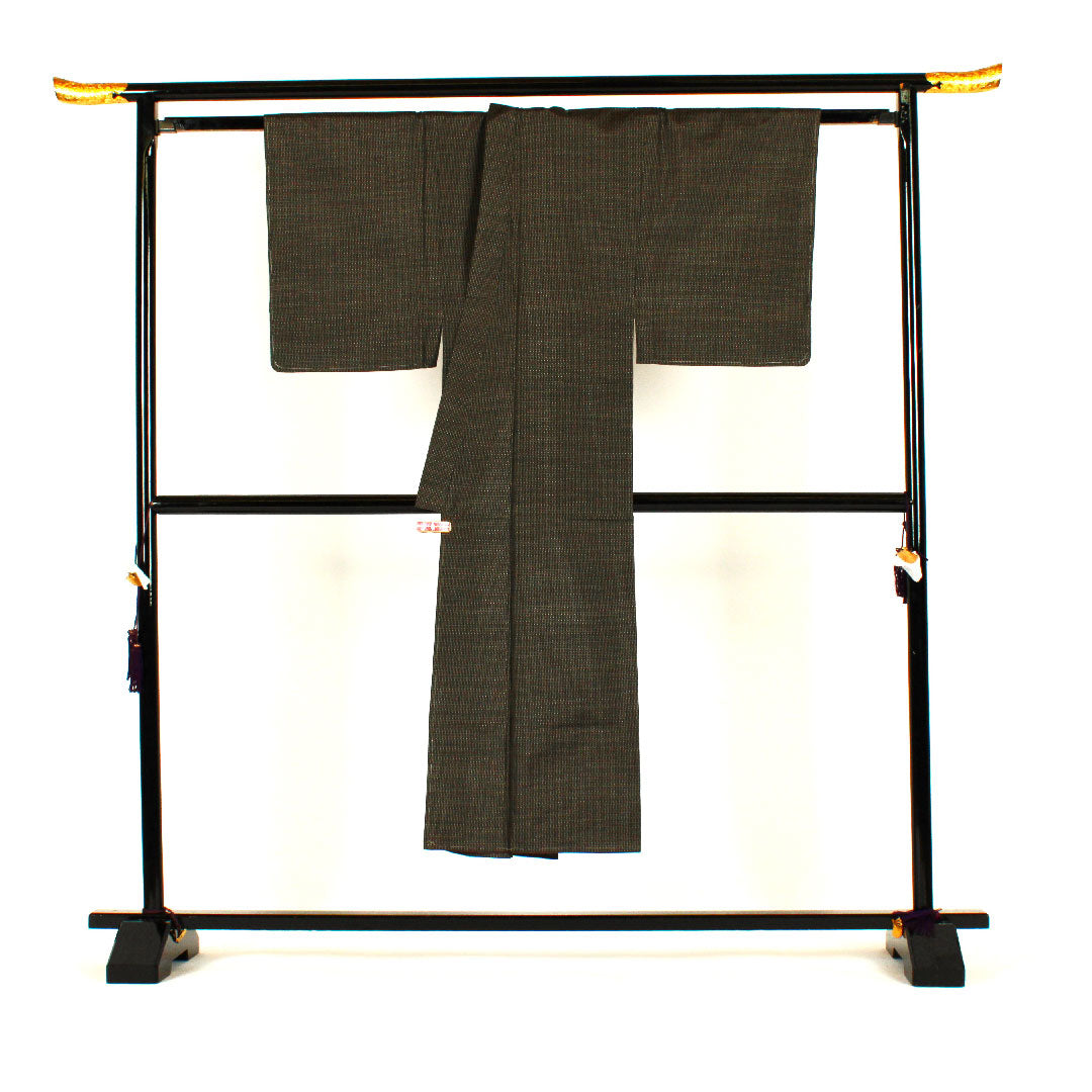 Men's Length 144cm Sleeve length 67cm Oshima Tsumugi ensemble Pure silk S rank Awase Black 1119000202410