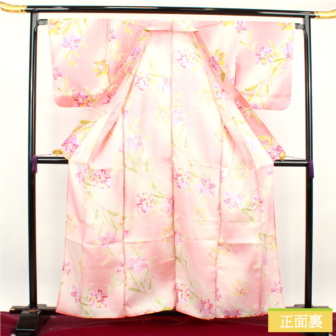 Yukata Cotton Length 162.5cm Sleeve length 67.5cm S rank Single layer Pink Casablanca 1118004812413