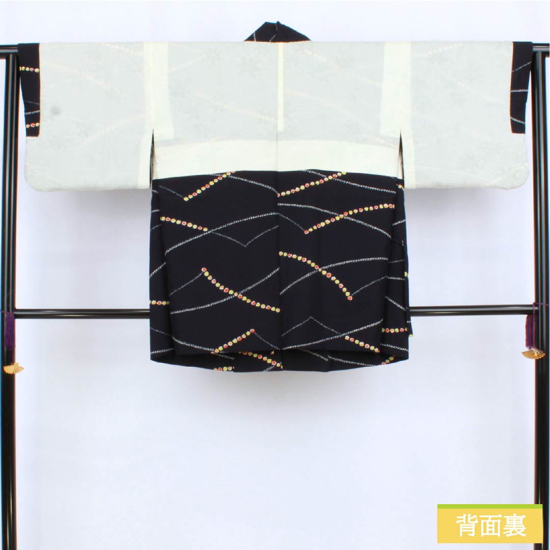 道中着 ポリエステル Aランク 身丈79.5cm 裄丈65cm 褐色（かちいろ） 線調子 袷 紺系 1117001453918