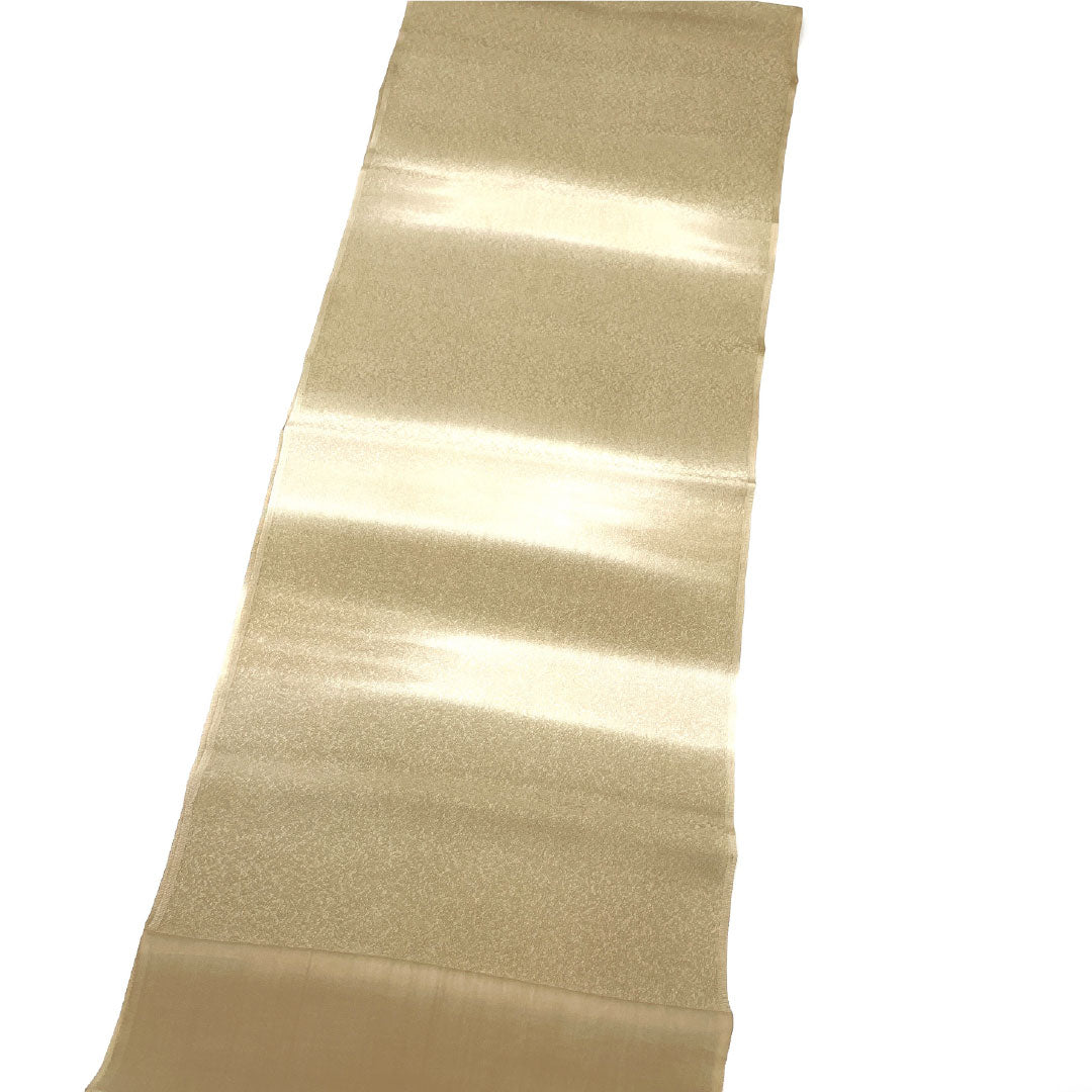 S-Rank Silk Obiage (Semi-Formal) - Flaxen and Tonokoiro (Smooth Polished) - Gradient Pattern - Classic Beige - Length: 172cm, Width: 30cm