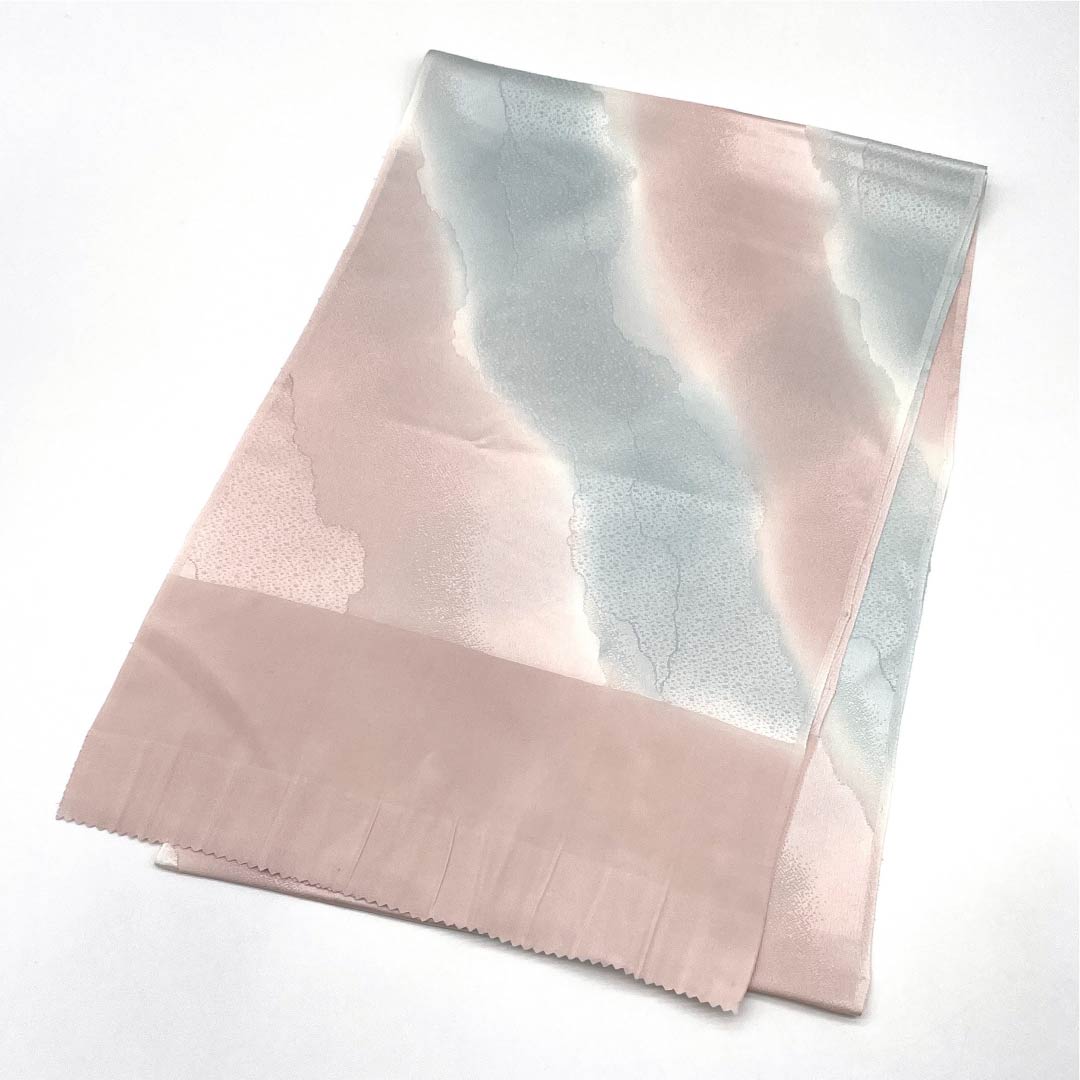 Obiage (kimono sash tie) pure silk S rank semi-formal pale pink (arasomeiro) with Dochonagori pattern, length approx. 180cm, width approx. 30cm, pink系 1136002572913