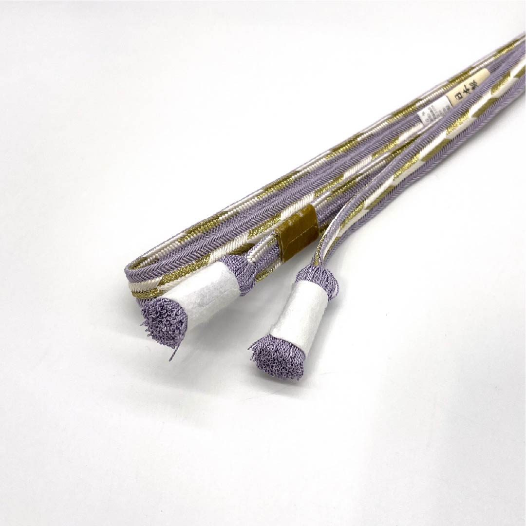 (Brand New) Pure Silk Obijime (Obi-jime) in Light Wisteria (Usu-Fuji-iro) - Long, Suiran Kobo, Arrow Feather Design, Approximately 186cm Long, Approximately 1.5cm Wide, Semi-Formal, Purple, Product Number: 1135005361420