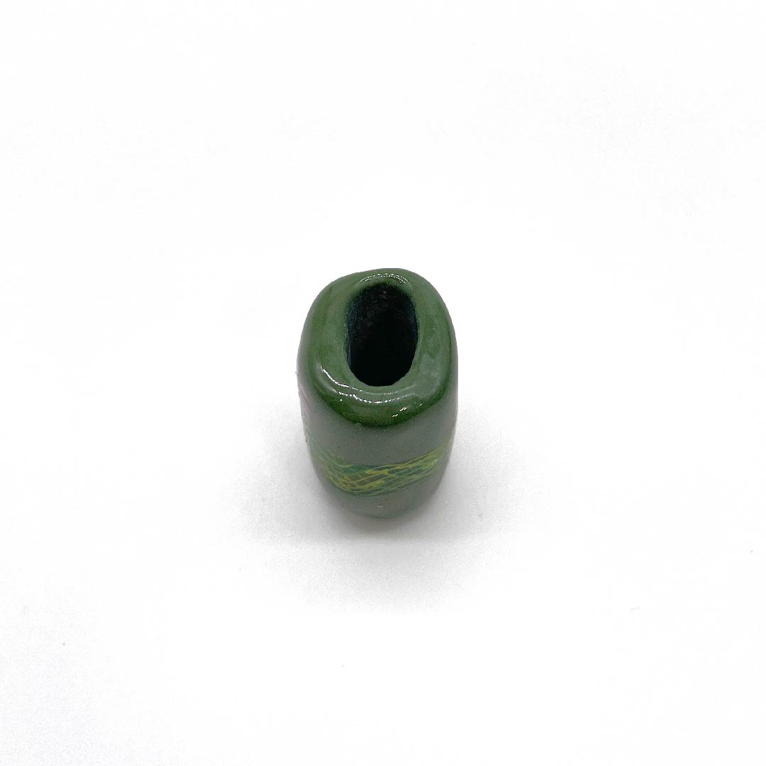 (New old stock) Glass Obi fastener, casual, indigo sea pine brown (Aimiru Chairo), glass bead, spiral, flower, length approx. 2cm, width approx. 2.5cm, S rank, green, 1137000552919